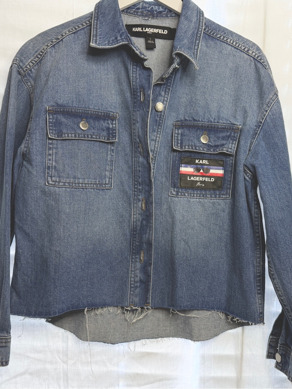 Karl Lagerfeld Vintage-Inspired Medium Blue Denim Shirt Jacket